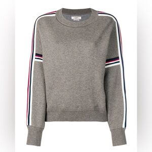 Isabel Marant Etoile Kaori Double Gray Sweater with Striped Sleeves